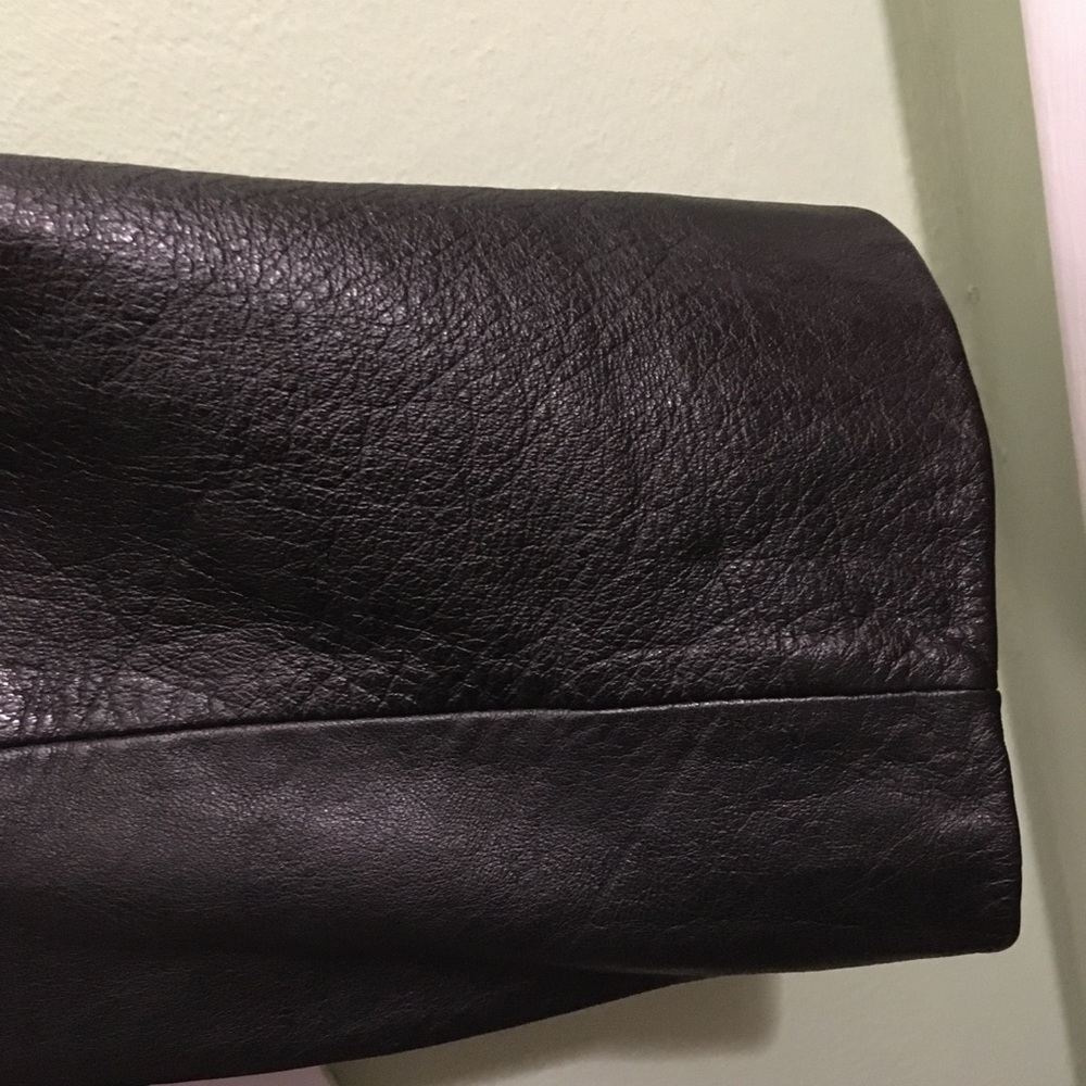 Wilsons Black Leather Collared 2 Button Jacket - image 8